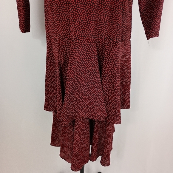 Vintage 80s/90s FTLTD Womens Red Polka Dot Layered Blouson Midi Dress Classic - Picture 3 of 10